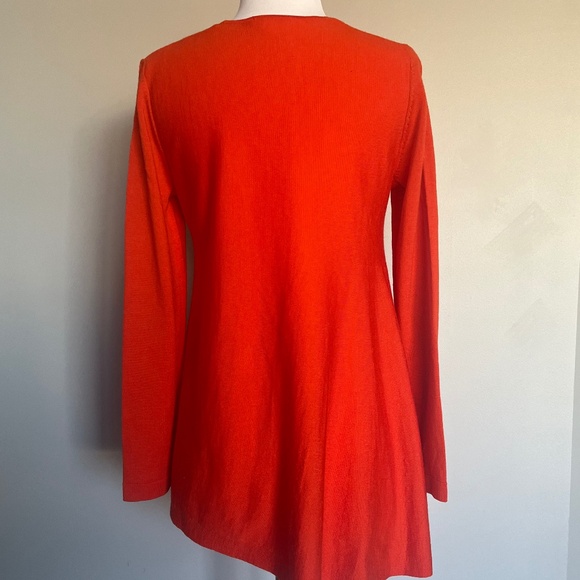 COS Red Orange Asymmetrical Hem Casual Flowing  Sweater Tunic Dress 100% wool - Picture 8 of 16